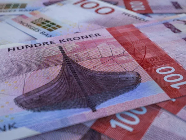 Norveç kronu. Norveç 'in parası. Yakın çekim fotoğrafı. Oslo. Nok