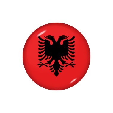 Icon flag of Albania . Round glossy flag. Vector illustration. EPS 10 clipart