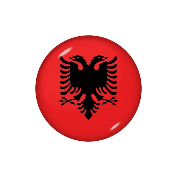 Ikoon Vlag Van Albanië Ronde Glanzende Vlag Vector Illustratie Eps — Stockvector