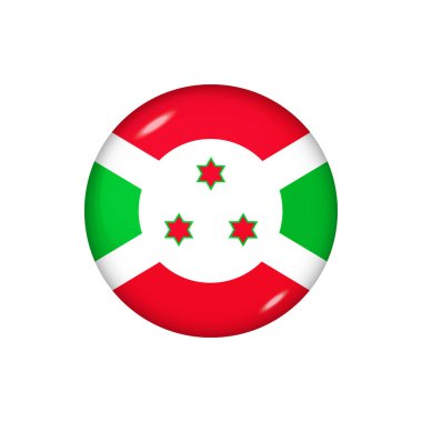 Burundi 'nin ikon bayrağı. Yuvarlak parlak bayrak. Vektör çizimi. EPS 10