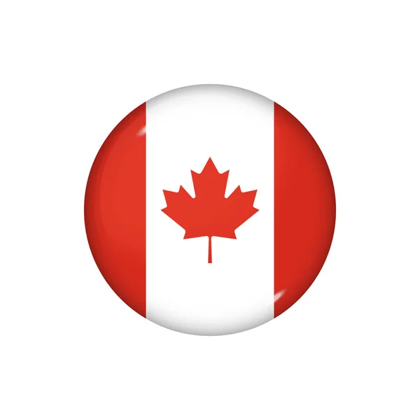 Bandera Icono Canadá Bandera Redonda Brillante Ilustración Vectorial Eps — Vector de stock
