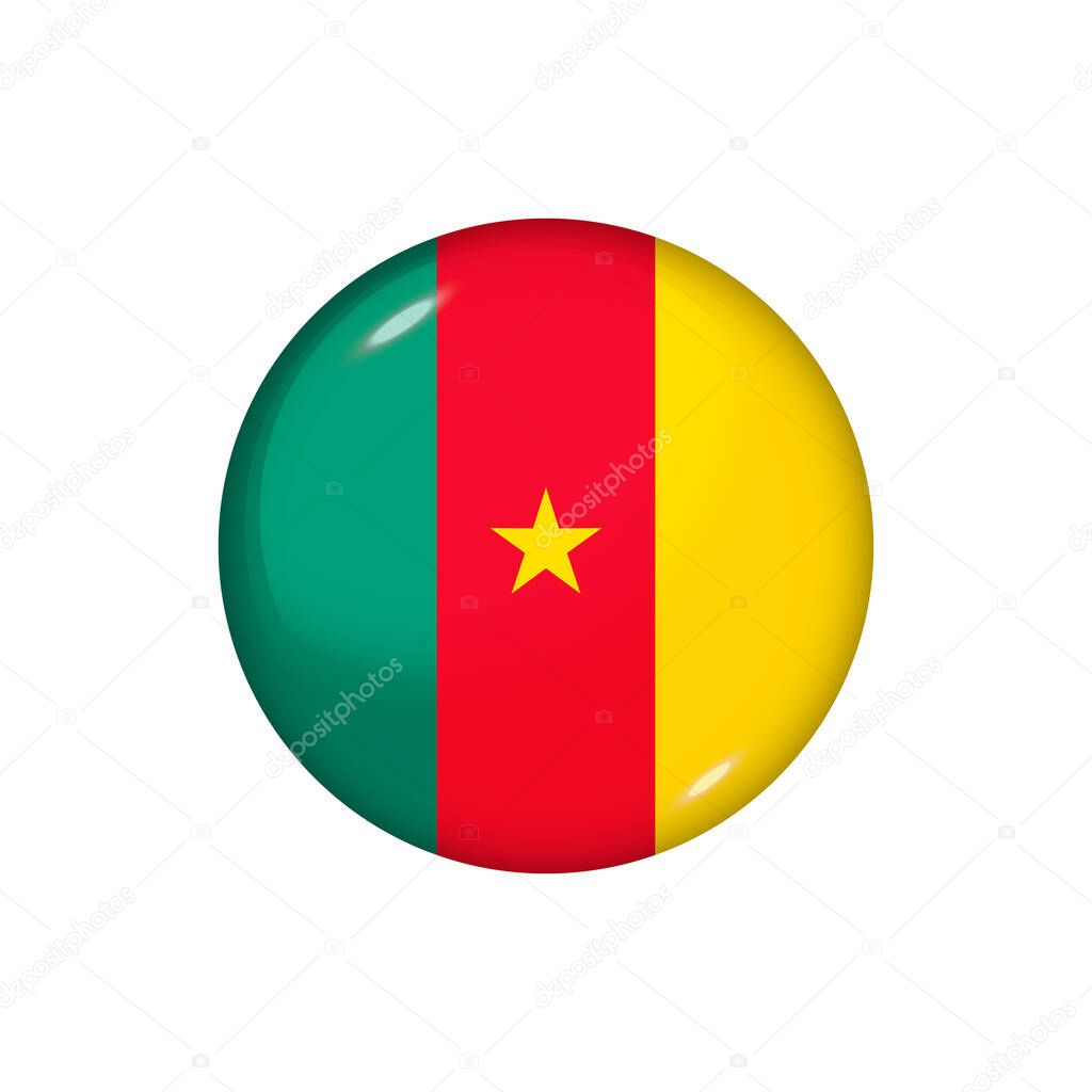Icon flag of Cameroon . Round glossy flag. Vector illustration. EPS 10
