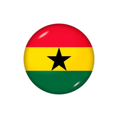 Gana 'nın ikon bayrağı. Yuvarlak parlak bayrak. Vektör çizimi. EPS 10