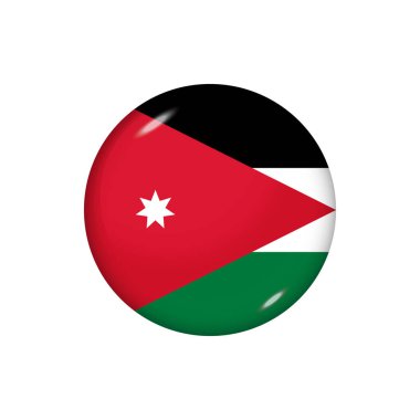 Ürdün 'ün simge bayrağı. Yuvarlak parlak bayrak. Vektör çizimi. EPS 10