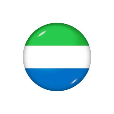 Sierra Leone 'nin Icon bayrağı. Yuvarlak parlak bayrak. Vektör çizimi. EPS 10