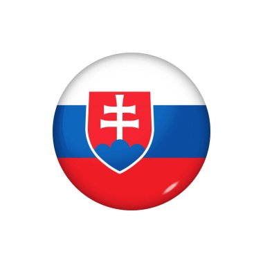 Slovakya 'nın Icon bayrağı. Yuvarlak parlak bayrak. Vektör çizimi. EPS 10