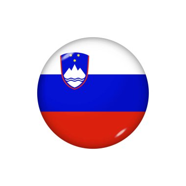 Slovenya 'nın Icon bayrağı. Yuvarlak parlak bayrak. Vektör çizimi. EPS 10
