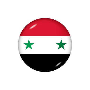 Suriye 'nin Icon bayrağı. Yuvarlak parlak bayrak. Vektör çizimi. EPS 10
