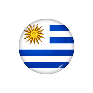 Uruguay 'ın ikon bayrağı. Yuvarlak parlak bayrak. Vektör çizimi. EPS 10