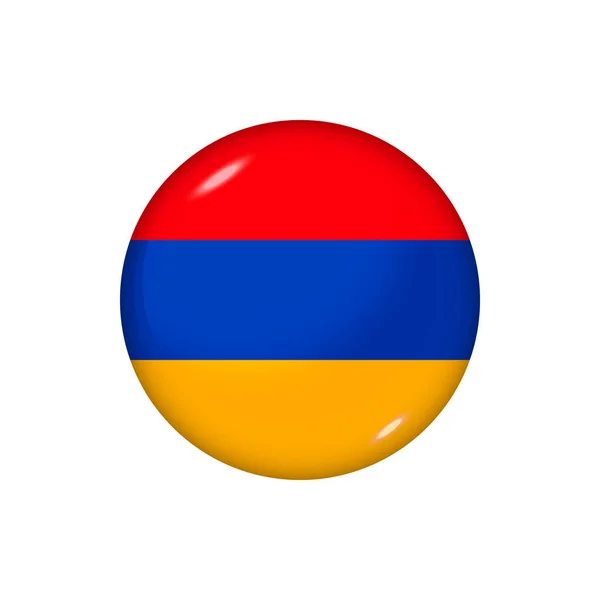 Прапор Вірменії Круглий Глянцевий Прапор Векторна Ілюстрація Епс — стоковий вектор