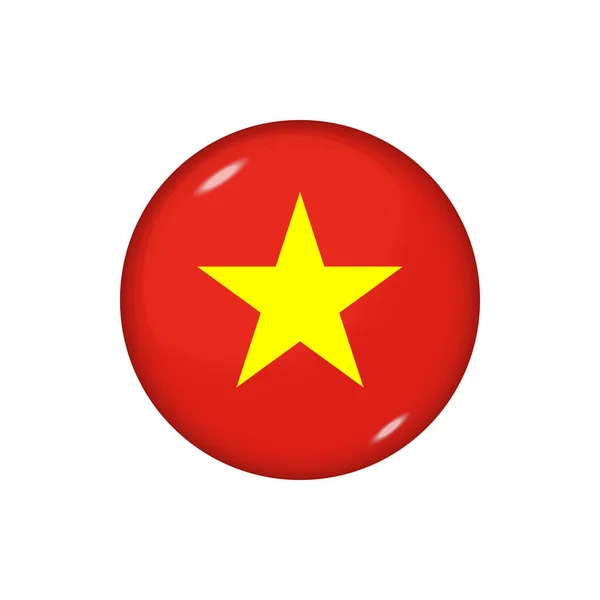 Bandera Icono Vietnam Bandera Redonda Brillante Ilustración Vectorial Eps — Vector de stock