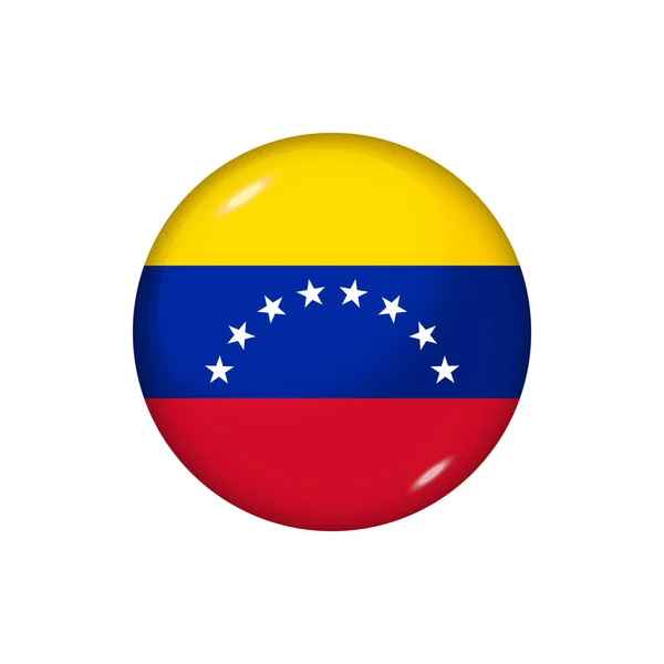 Symbolflagge Venezuelas Runde Hochglanzfahne Vektorillustration Eps — Stockvektor