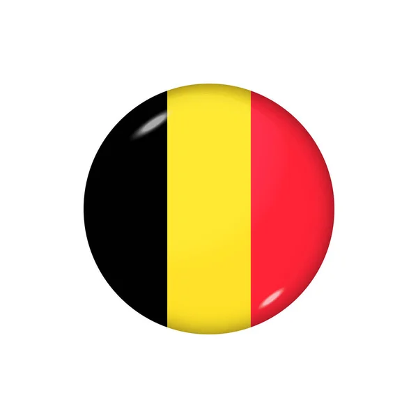 Bandiera Icona Del Belgio Bandiera Rotonda Lucida Illustrazione Vettoriale Eps — Vettoriale Stock