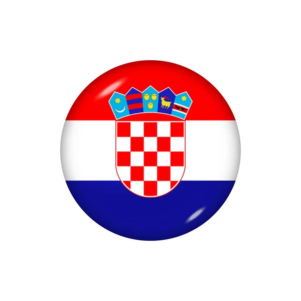 Ikonová Vlajka Chorvatska Kulatý Lesklý Prapor Vektorová Ilustrace Eps — Stockový vektor