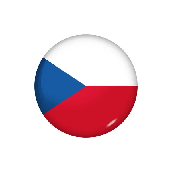 Flaga Ikony Republiki Czeskiej Błyszcząca Flaga Ilustracja Wektora Eps — Wektor stockowy
