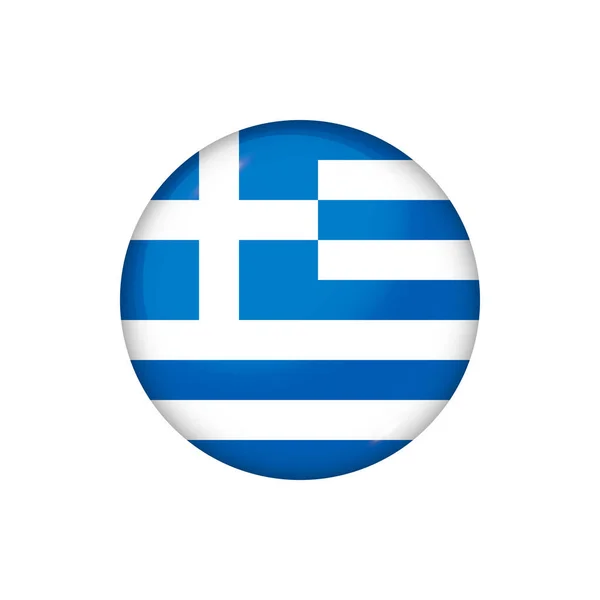 Bandeira Ícone Grécia Bandeira Brilhante Redonda Ilustração Vetorial Eps — Vetor de Stock