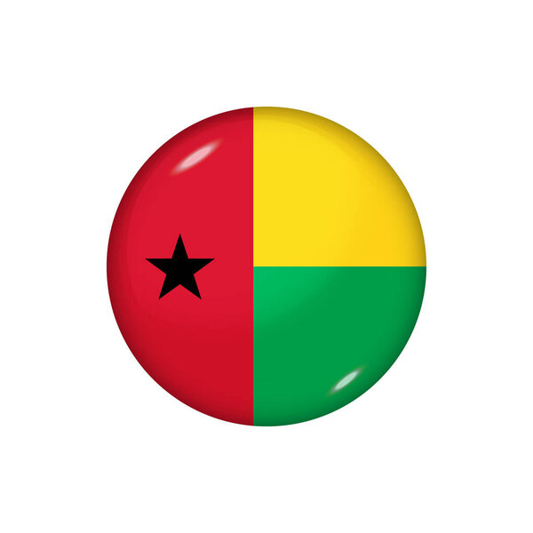 Icon flag of Guinea Bissau . Round glossy flag. Vector illustration. EPS 10