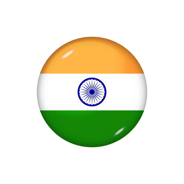 インドのアイコン旗 ラウンド光沢のあるフラグ ベクトルイラスト Eps — ストックベクタ