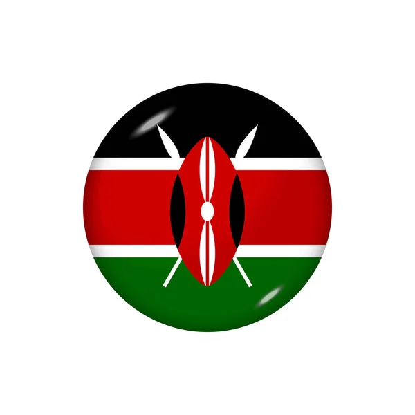 Bandiera Icona Del Kenya Bandiera Rotonda Lucida Illustrazione Vettoriale Eps — Vettoriale Stock