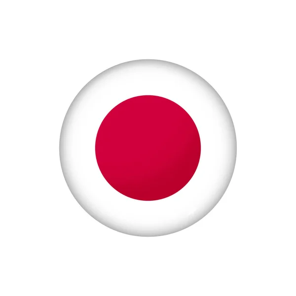 Ikoon Vlag Van Japan Ronde Glanzende Vlag Vector Illustratie Eps — Stockvector