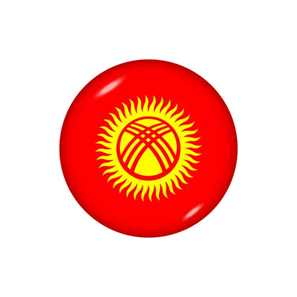 キルギスのアイコン旗 ラウンド光沢のあるフラグ ベクトルイラスト Eps — ストックベクタ