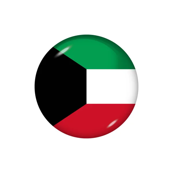クウェートのアイコン旗 ラウンド光沢のあるフラグ ベクトルイラスト Eps — ストックベクタ