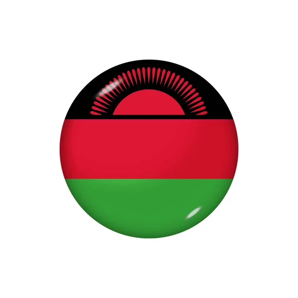 Bandiera Icona Del Malawi Bandiera Rotonda Lucida Illustrazione Vettoriale Eps — Vettoriale Stock