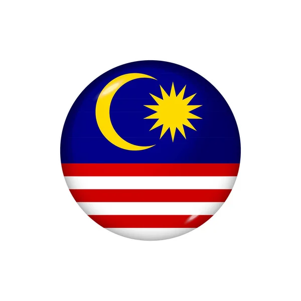 マレーシアのアイコン旗 ラウンド光沢のあるフラグ ベクトルイラスト Eps — ストックベクタ