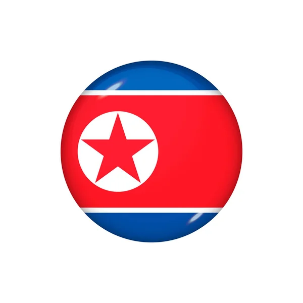 Icon Flag North Korea Glossy Flag Vector Illustration Eps — Stock Vector