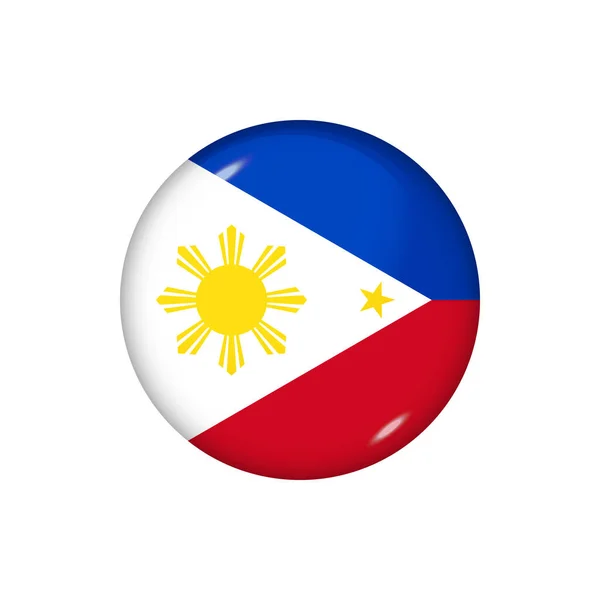 Icono Bandera Filipinas Bandera Redonda Brillante Ilustración Vectorial Eps — Vector de stock