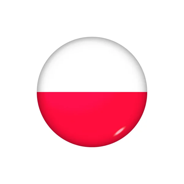 ポーランドのアイコン旗 ラウンド光沢のあるフラグ ベクトルイラスト Eps — ストックベクタ