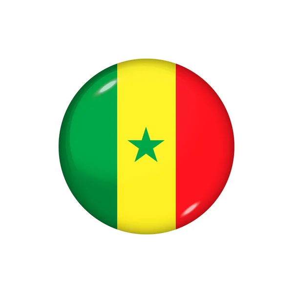 Bandera Icono Senegal Bandera Redonda Brillante Ilustración Vectorial Eps — Vector de stock