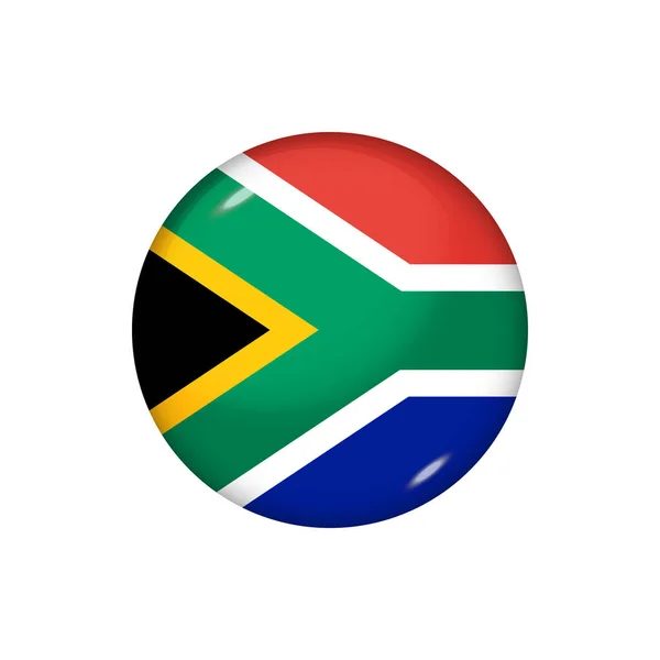 Icono Bandera Sudáfrica Bandera Redonda Brillante Ilustración Vectorial Eps — Vector de stock