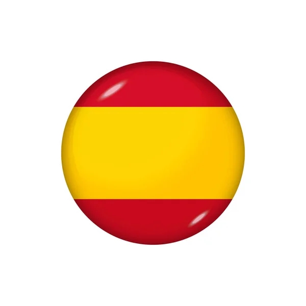 Icône Drapeau Espagne Drapeau Rond Brillant Illustration Vectorielle Spe — Image vectorielle