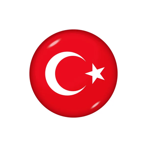 Bandeira Ícone Turquia Bandeira Brilhante Redonda Ilustração Vetorial Eps —  Vetores de Stock