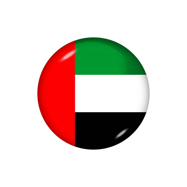 アラブ首長国連邦のアイコンフラグ ラウンド光沢のあるフラグ ベクトルイラスト Eps — ストックベクタ