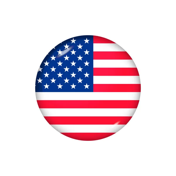 アメリカのアイコン旗 ラウンド光沢のあるフラグ ベクトルイラスト Eps — ストックベクタ