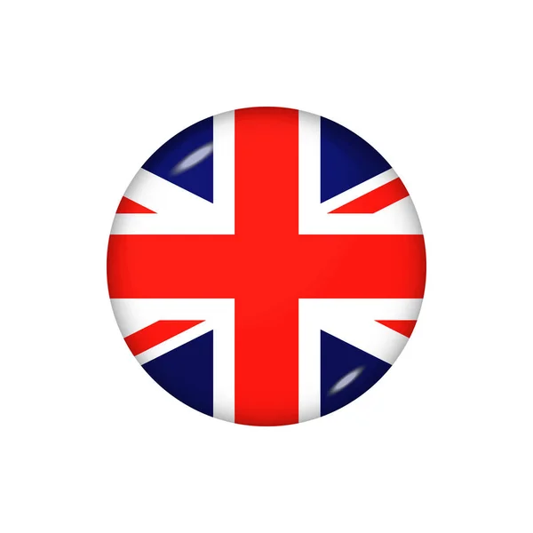 Egyesült Királyság Ikon Zászlója Kerek Fényes Zászló Vektor Illusztráció Eps — Stock Vector
