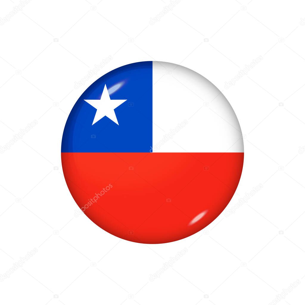 Icon flag of Chile . Round glossy flag. Vector illustration. EPS 10