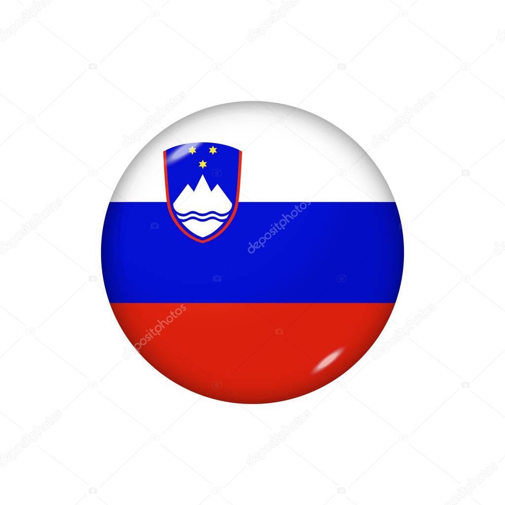 Icon flag of Slovenia . Round glossy flag. Vector illustration. EPS 10
