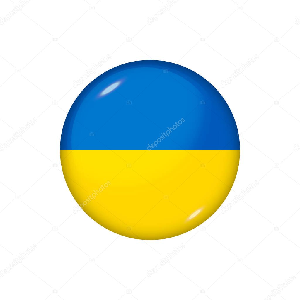 Icon flag of Ukraine . Round glossy flag. Vector illustration. EPS 10