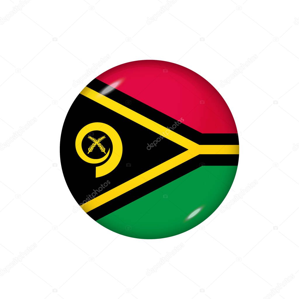 Icon flag of Vanuatu . Round glossy flag. Vector illustration. EPS 10