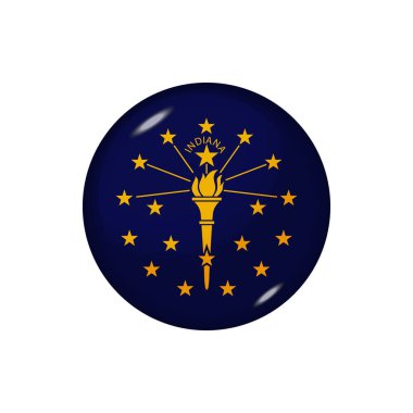 Indiana 'nın ikon bayrağı. Yuvarlak parlak bayrak. Vektör çizimi. EPS 10