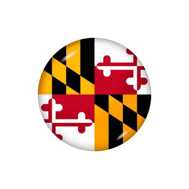 Maryland 'in ikon bayrağı. Yuvarlak parlak bayrak. Vektör çizimi. EPS 10