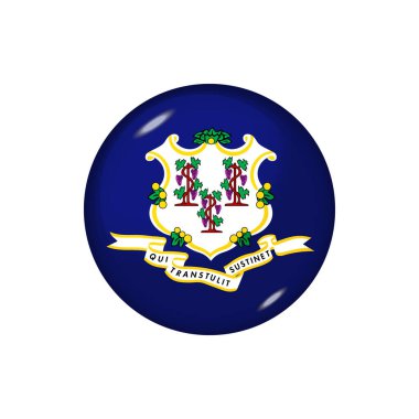 Connecticut 'ın ikon bayrağı. Yuvarlak parlak bayrak. Vektör çizimi. EPS 10