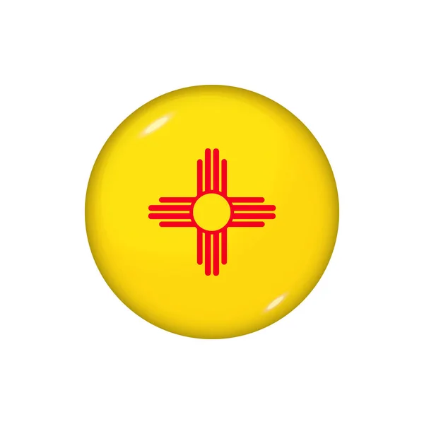 ニューメキシコ州のアイコン旗 ラウンド光沢のあるフラグ ベクトルイラスト Eps — ストックベクタ