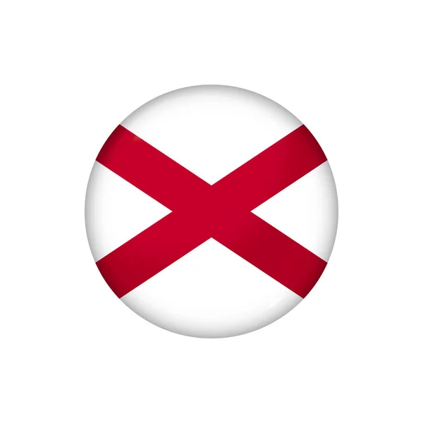 Ikoon Vlag Van Alabama Ronde Glanzende Vlag Vector Illustratie Eps — Stockvector