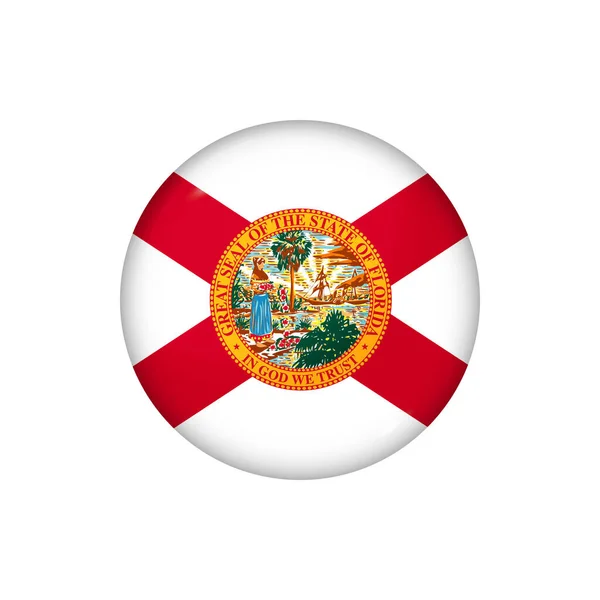 Ikoon Vlag Van Florida Ronde Glanzende Vlag Vector Illustratie Eps — Stockvector