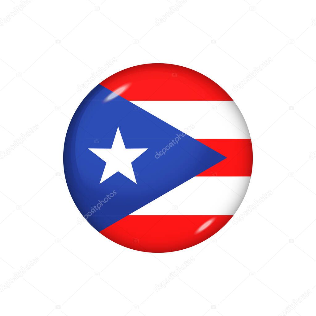 Icon flag of Puerto Rico . Round glossy flag. Vector illustration. EPS 10