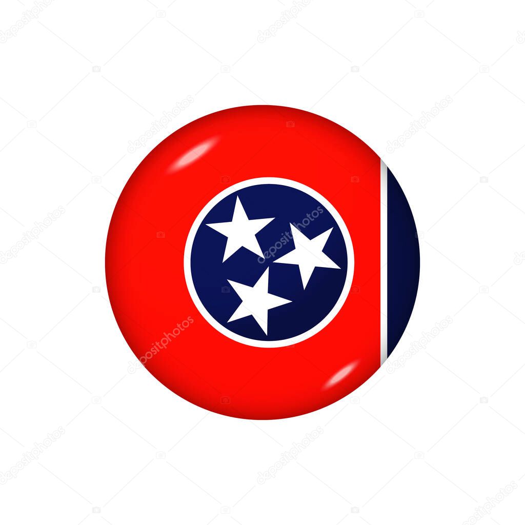 Icon flag of Tennessee . Round glossy flag. Vector illustration. EPS 10